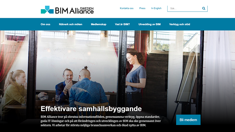 BIM Alliance första sida på webben